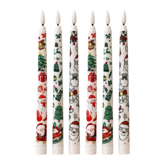 6Pcs LED Taper Candles Battery Operated Flameless Candles with Remote Control Christmas Light-up Candles for Home Winter Festive Decor