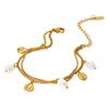 18K Gold Plated Pearl Seashell Tassel Bracelet: European & American Ocean Style, Stainless Steel, Versatile Hand Jewelry