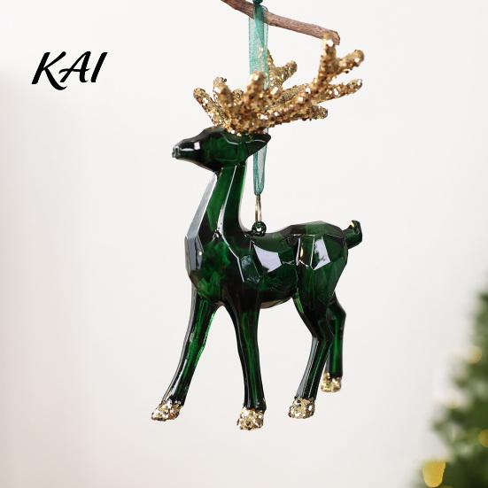 Durable Shatterproof Holiday Ornaments 3D Reindeer Christmas Ornament, Glitter Sequins Plastic Elk Hanging Gradient Transparent Decoration for