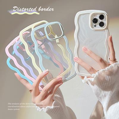Funda de teléfono transparente con diseño ondulado, colores caramelo, para Iphone14, 13, 12, 11 Pro Max, Xs, Max, X, Xr, funda trasera de silicona suave a prueba de golpes