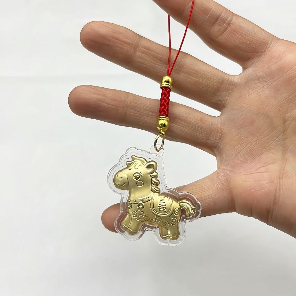 Cartoon Design Gold Horse Keychains Get Rich Zodiac Horse Keychains Bag Pendant New Year Party