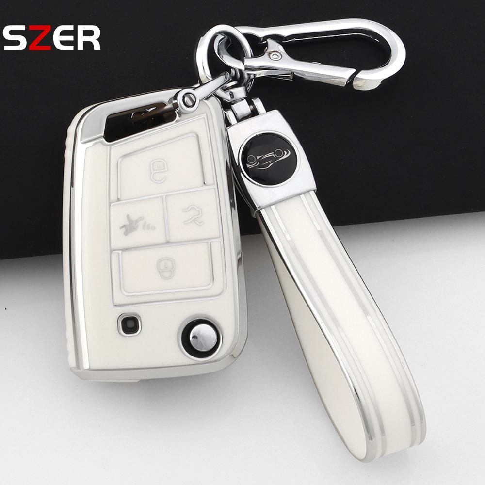 4 Buttons Tpu Car Key Case Cover Shell Fob For Volkswagen Vw Golf 7 Alltrack Mk7 Tiguan Seat Ateca Leon Ibiza Skoda Octavia