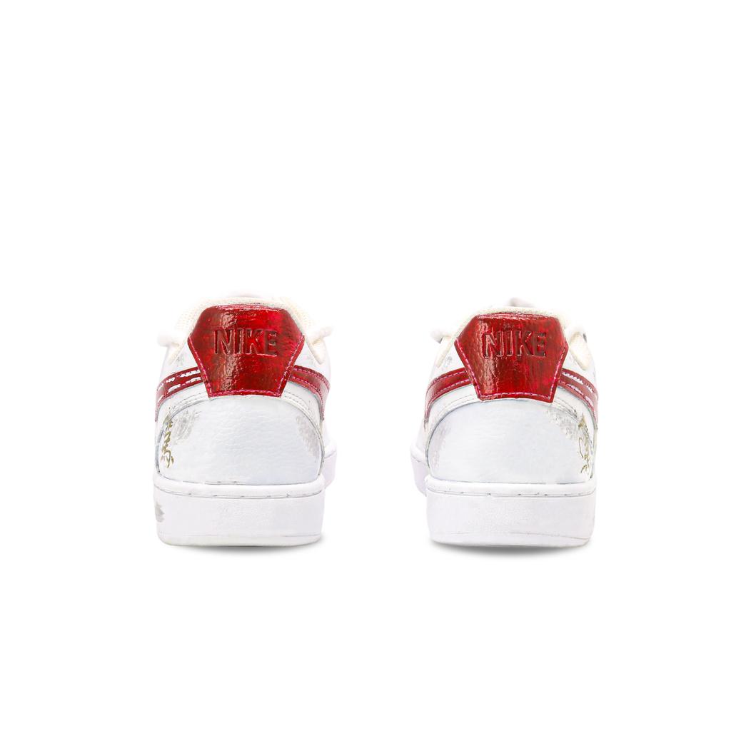 Nike Court Vision Cinnabar Seal Leather Lightweight And Breathable Low top Skateboard Shoes Men's White/Red/Gold DH2987-101(Team646-)