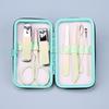 Manicure Set and Grooming Kits Mint Green Stainless Steel Beauty Tools with Leather Case Trending Products