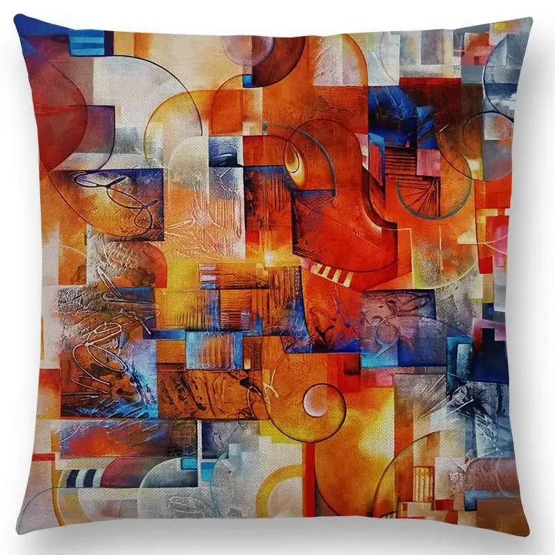 New Gorgeous Abstract Art Painting Mysterious Color Vortex Fantasy Geometry Retro Cushion Cover Car Sofa Throw Pillow Case