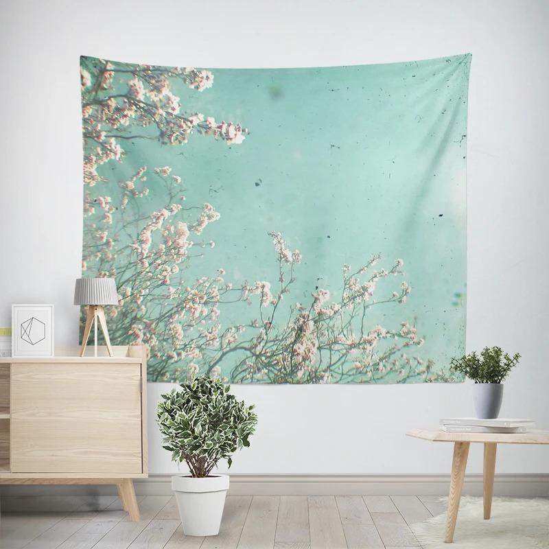 

Modern Room Decoration Items Wall Hanging Aesthetic Bedroom Wall Art Large Fabric Tapestry Bohemian Retro Floral Leaves 74x94cm(29x37in)