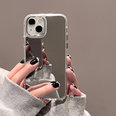 Mode Make-up Spiegel Galvanisiertes Gehäuse Für iphone 14 Pro Max 13 12 Pro 11 Pro max Stoßfest Silikon Bumper Handy Funda Hülle