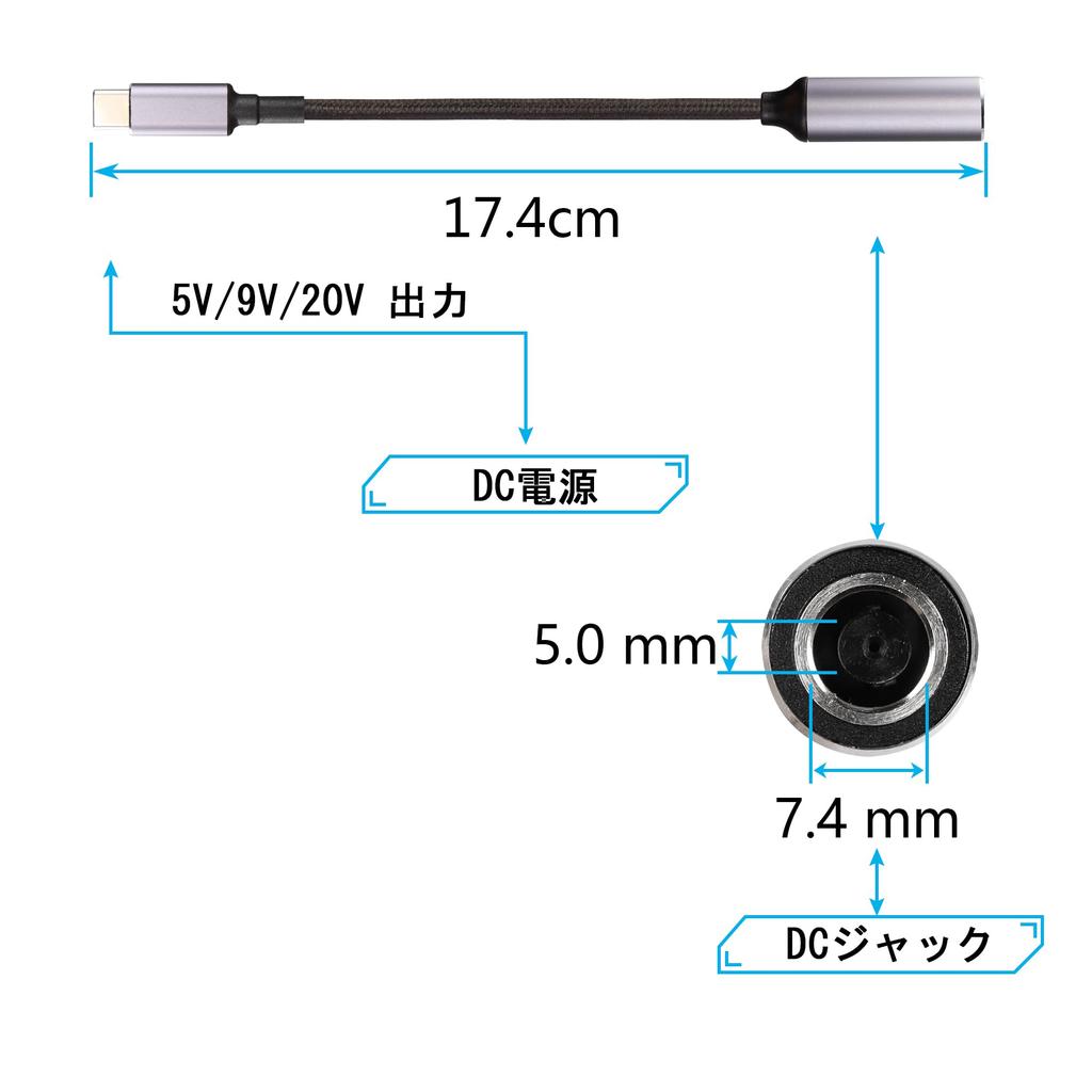 SinLoon PD DC7450 To USB Type C Power Cable 7.4x5.0mm Female To USB C Male Fast Charging Adapter for Laptop Tablet Phone