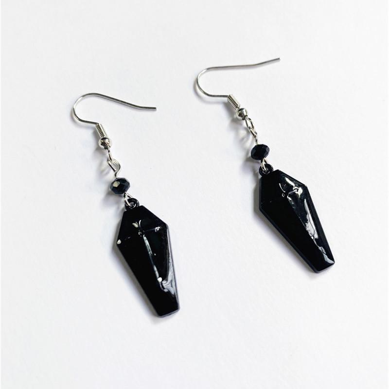 European Retro Vampire Cross Coffin Earrings with Red Drip Oil for Halloween