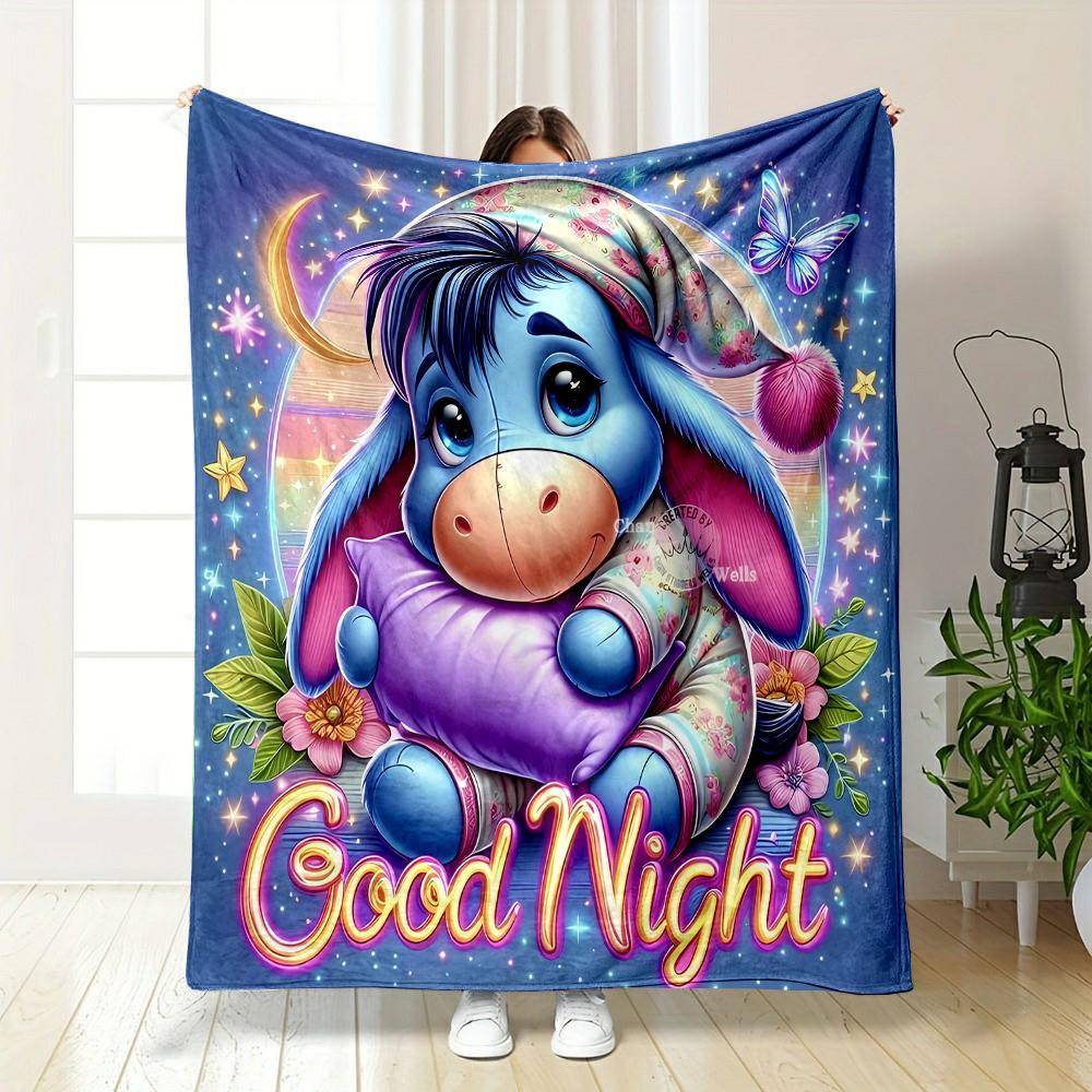 1 Stück Winnie Puuh Esel Aufgedeckte Decke - Ultra Weich & Gemütlich Geschenk für Mama und Tochter, Leicht für Bett, Sofa & Reisen