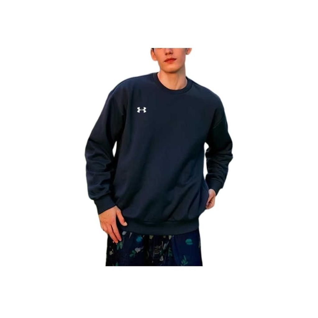 Under Armour Logo Outdoor Casual Sports Crew Neck Fleece Long Sleeve Sweatshirt Unisex Sweatshirt Black 24600305-001