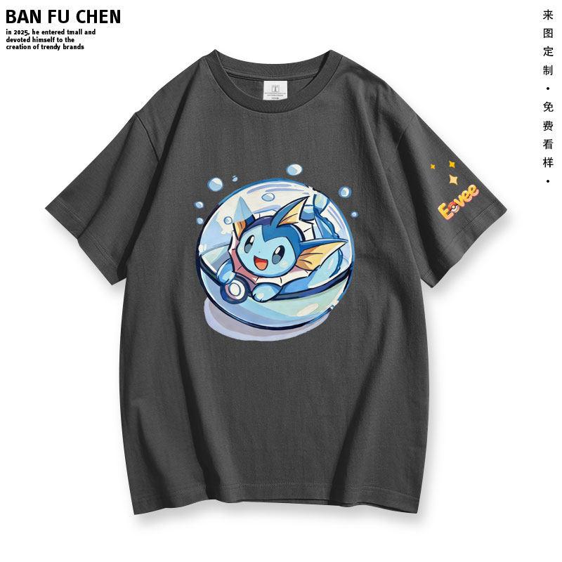 ZX Pokémon Cute Print ShortSleeved TShirt for Children in Summer  Family and ParentChild Clothing  Loose HalfSleeved Design