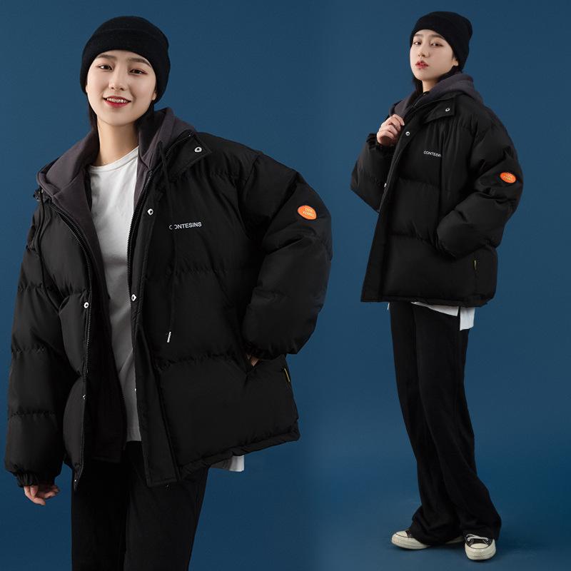 Echter Daunen-gepolsterter Damen-Neuer Winter-Kapuzen-Fake-Zweiteiler Baumwoll-gepolsterter lockerer und verdickter Freizeitmantel