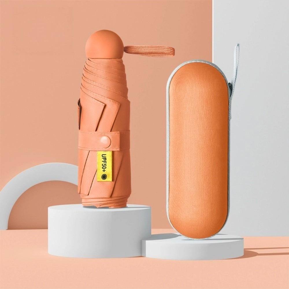 New Mini Capsule Folding Umbrella UPF50+ with Box Pocket Parasol Dual Use Protection UV Sunshade Sun Rain Umbrella for Outdoor