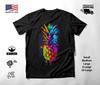 Colorful Pineapple Neon Graphic T-Shirt Black Unisex S-2XL