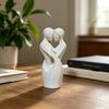 3D-Printed Minimalist Couple Ornament with Heart Cutout Smooth Delicate Lines Black White Desktop Keepsake Romantic Home Decor Gift
