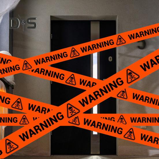 Halloween Warning Tape Outdoor Danger Warning Line Decoration Window Hanging Banner Scary Haunted House Prop Party Supplies