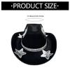 Rhinestones Belt Five Pointed Star Hat for Women Cosplay Costume Hat Bachelorette Party Headwear Wedding Western Hat