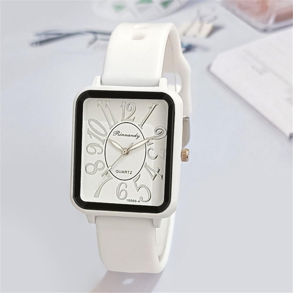 Minimalist Ladies Sports Brand Watches Fashion Square Figures Women Quartz Watch Grey silicone tape Matching Dress Wristwatches