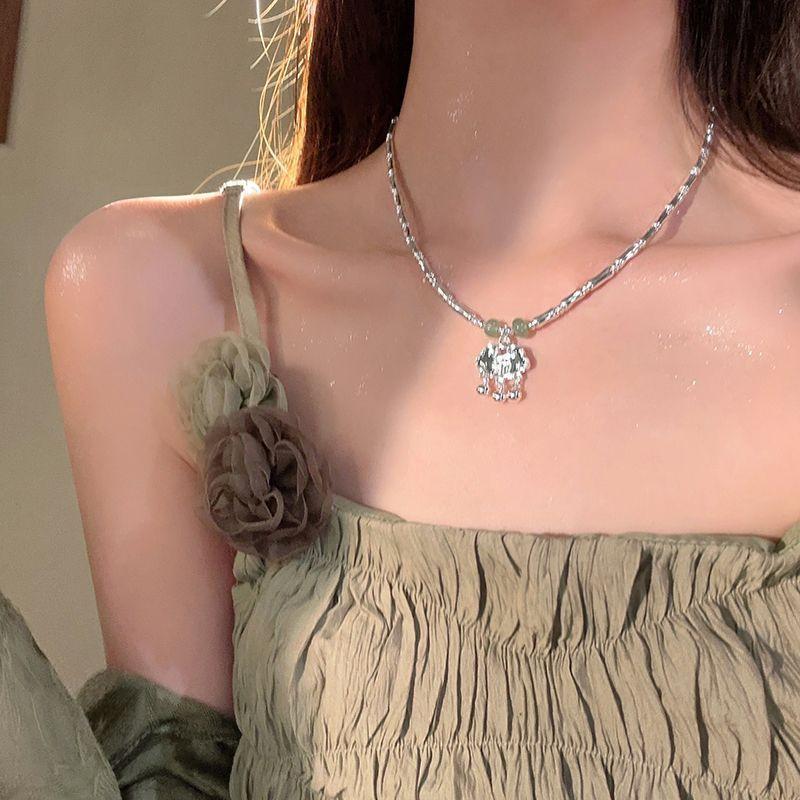 

Cold bamboo safety lock bell bracelet, necklace antique small fresh retro new Chinese collarbone chain accessories