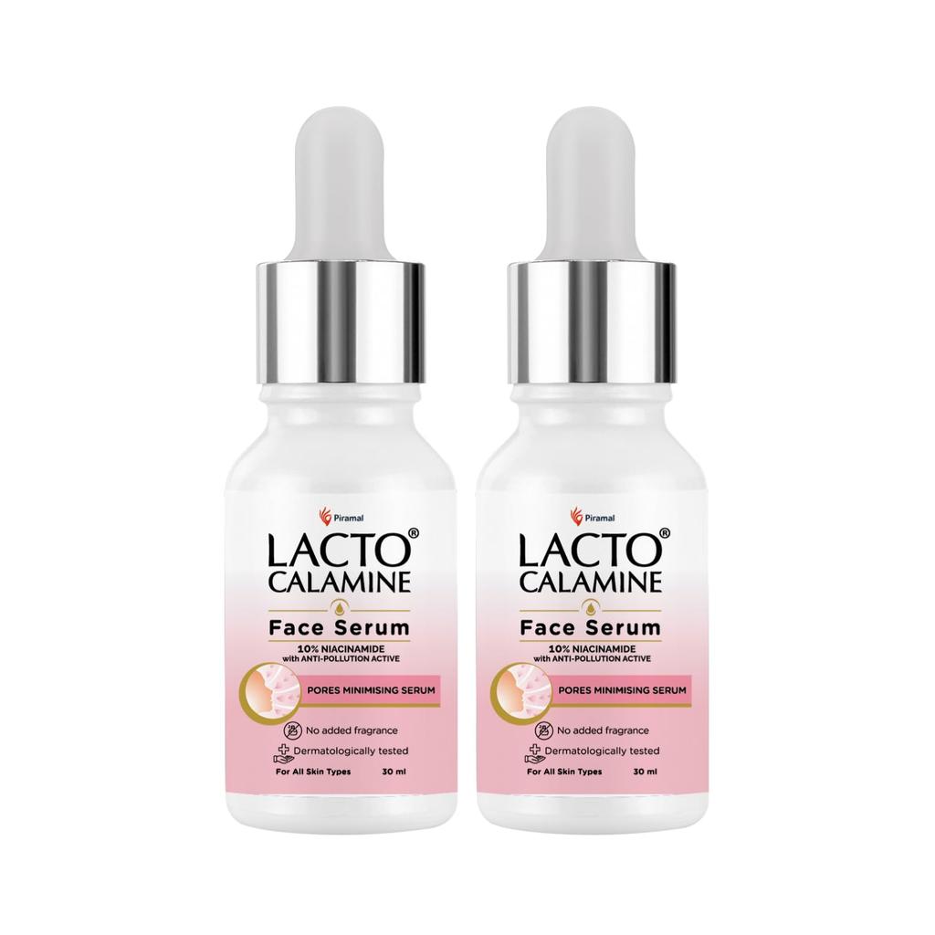 Lacto Calamine 10% Niacinamide Face Serum | 30ml x Pack of 2 | Pore Minimizing, Acne Marks, Blemishes & Oil Balancing | Face Serum for Women & Men