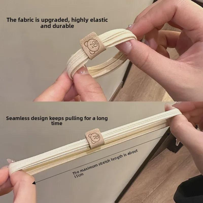 Høy elastisk bjørnelogo for kvinner, sømløs hårbånd i gummibånd for høy hestehale, bolle, pannebånd, håndklering.