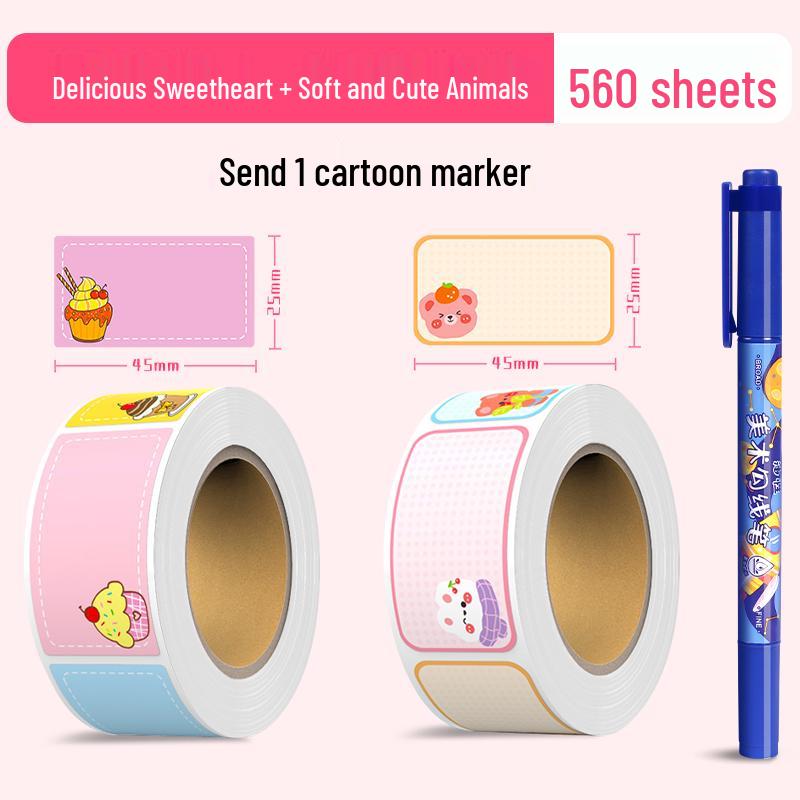 Cartoon Name Stickers for Kids - Self-Adhesive Labels for Books