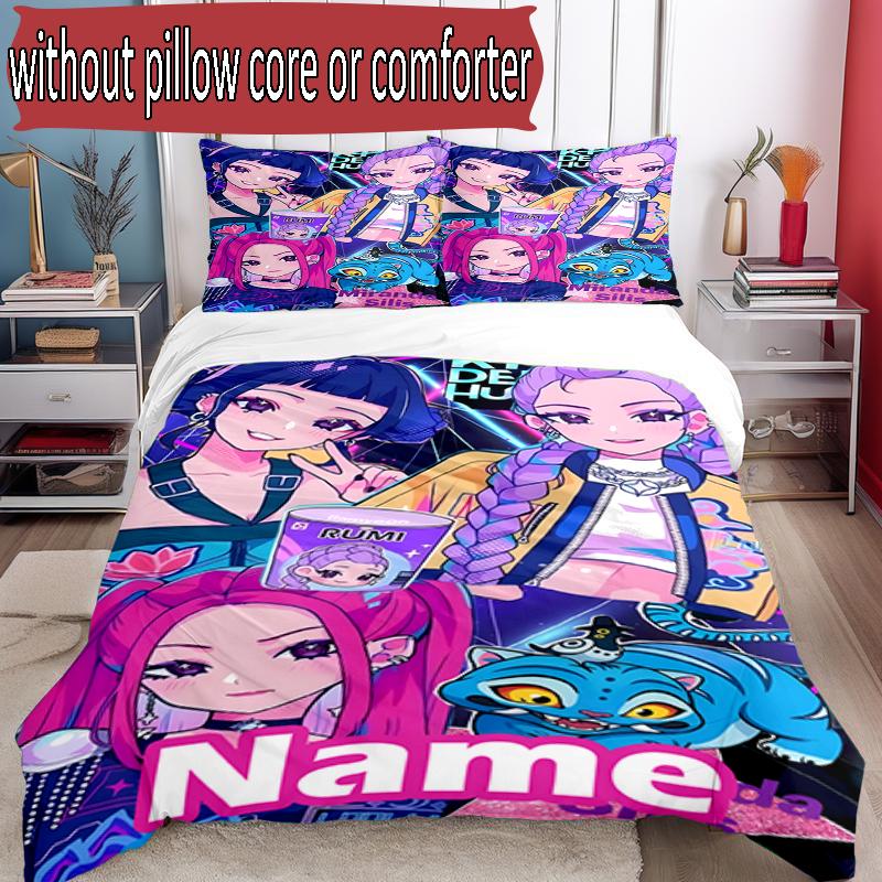 Set copripiumino 3 pezzi (1*Copripiumino + 2*Federe, Senza Nucleo), Set Biancheria da Letto Personalizzato con Nome KPop Cacciatori di Demoni, Decorazione Camera da Letto Casa Regalo