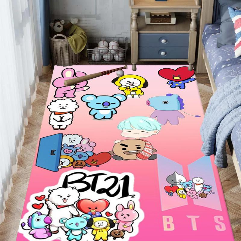 Colorful BT21 Characters Celebration carpet Living room and bedroom mats printing Office chair cushion Dormitory decoration Fashion