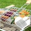 304 Stainless Steel Foldable BBQ Grill Basket Non-stick Wire Mesh for Fish Vegetables Outdoor Camping Party Travel