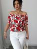 Camisa Oversize de Manga Corta y Un Hombro para Mujer, Estilo Vacaciones de Verano con Cuello Volante en Capas