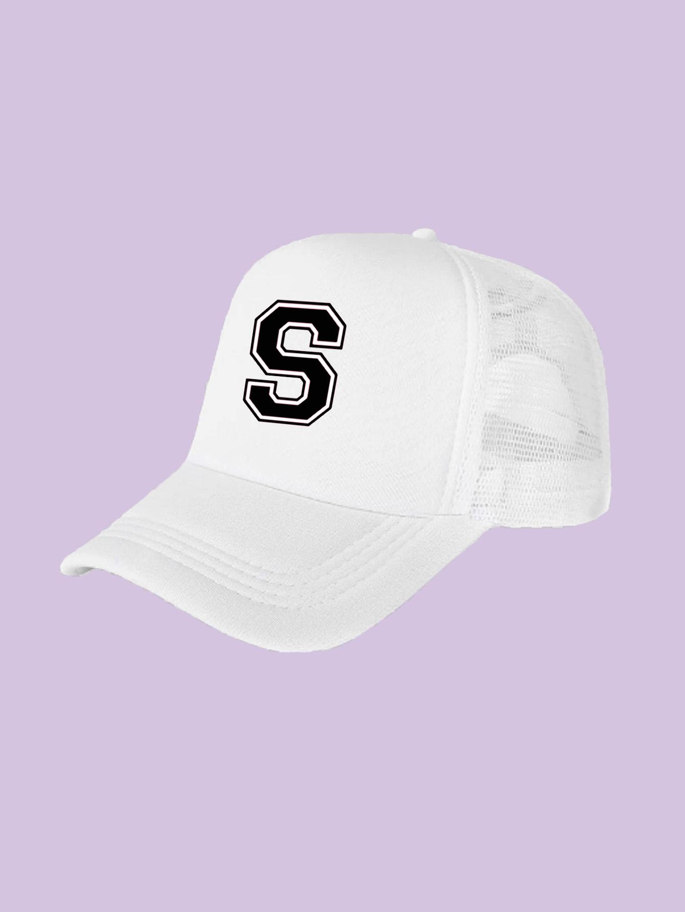 

1Pc children s 26 letter printed baseball cap, fashionable sunshade duckbill cap for spring summer, breathable mesh trucker cap One Size