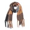 Autumn Winter Imitation Mohair Color Block Plaid Thick Fringe Scarf Shawl