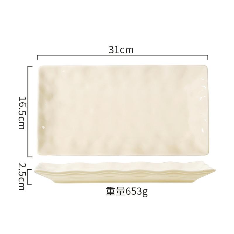 Ceramic Tableware Light Luxury Nordic Style Bowls, Spoons, Household Cream Housewarming Simple Rice Plate Set Light Luxury Style