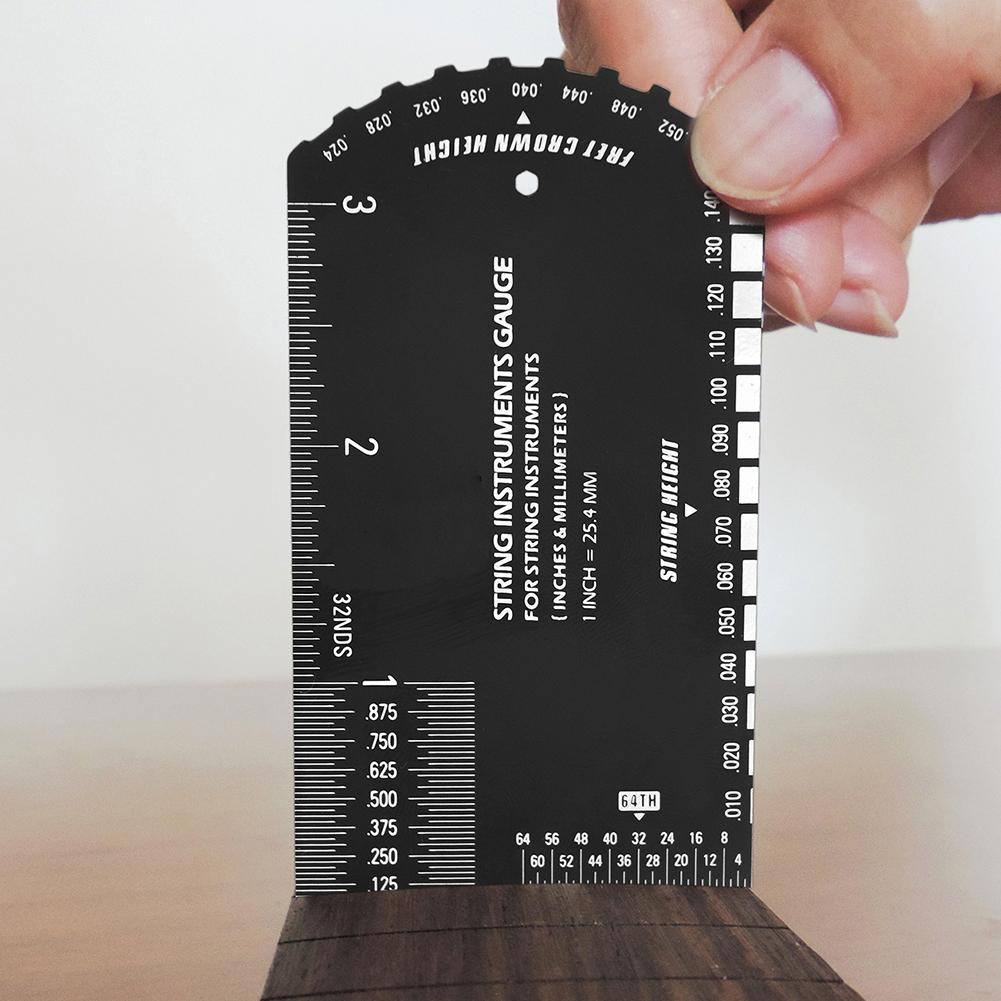 String Action Gauge Ruler Guitar Set Up Gauge Multifunctional Fret Rocker Luthier Tool With Leather Case