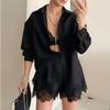 Spring European Style Women Clothing Fashion Casual Solid Color Block Shorts Set