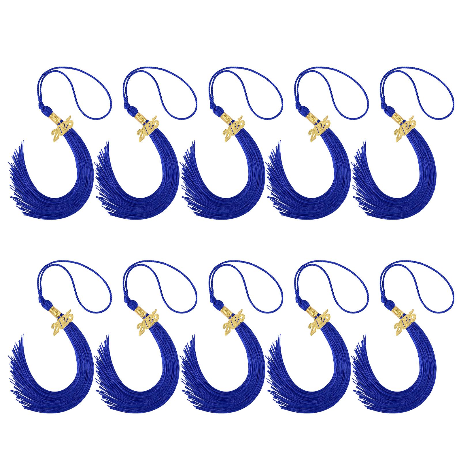 

Кисточка для выпускной шляпы 2025, украшения для выпускной шляпы с золотым шармом для академической церемонии и украшения для вечеринки королевский синий