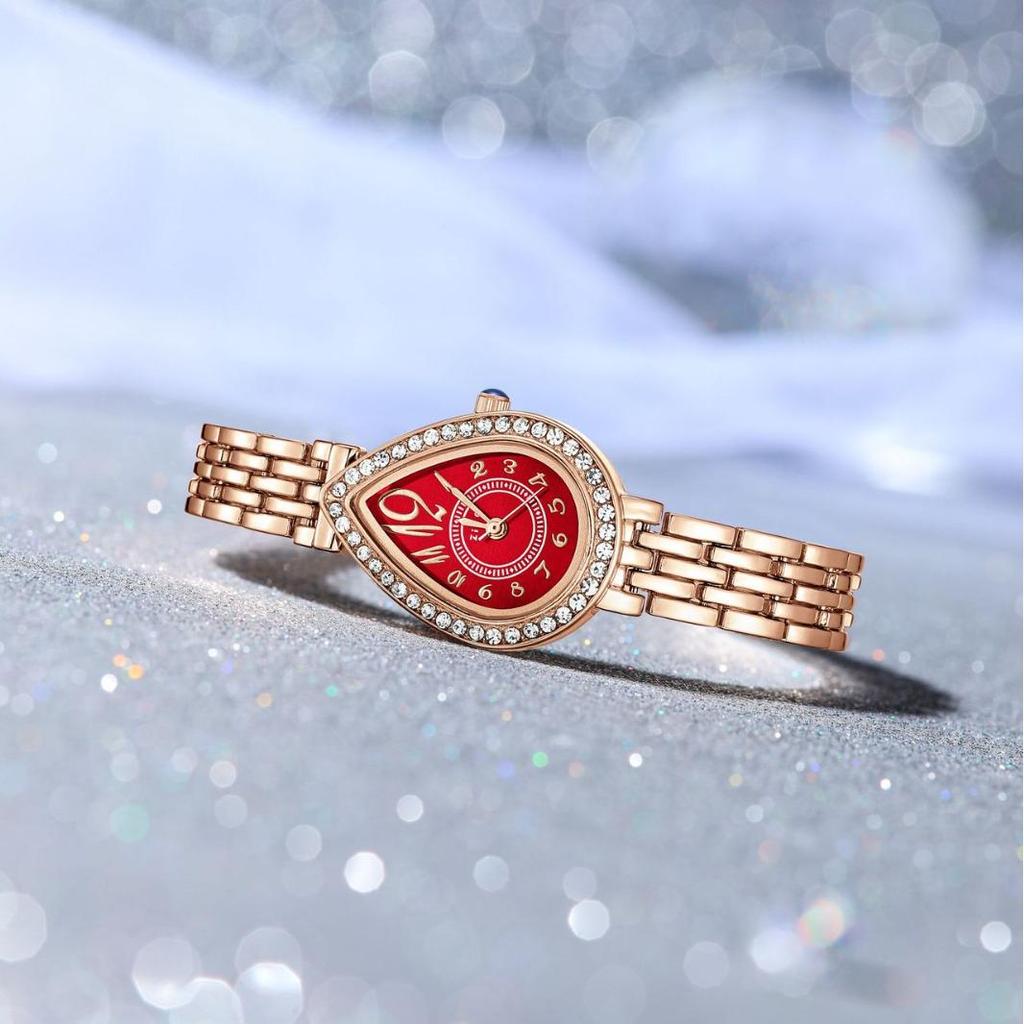 Trendy Women's Quartz Waterdrop Diamond-Set Luxury Artistic Wristwatch
