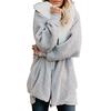 Damer Ensfarget Oversized Glidelås Ned Hettekåpe Cardigans Yttertøy Med Lomme