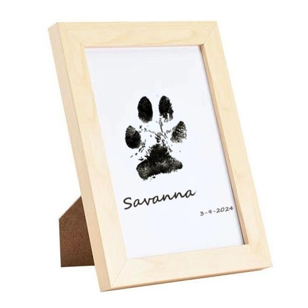 Pet Paw Print Desk Frame With Ink Kit Pet Memorial Picture Frame With Pawprints For Home Decor