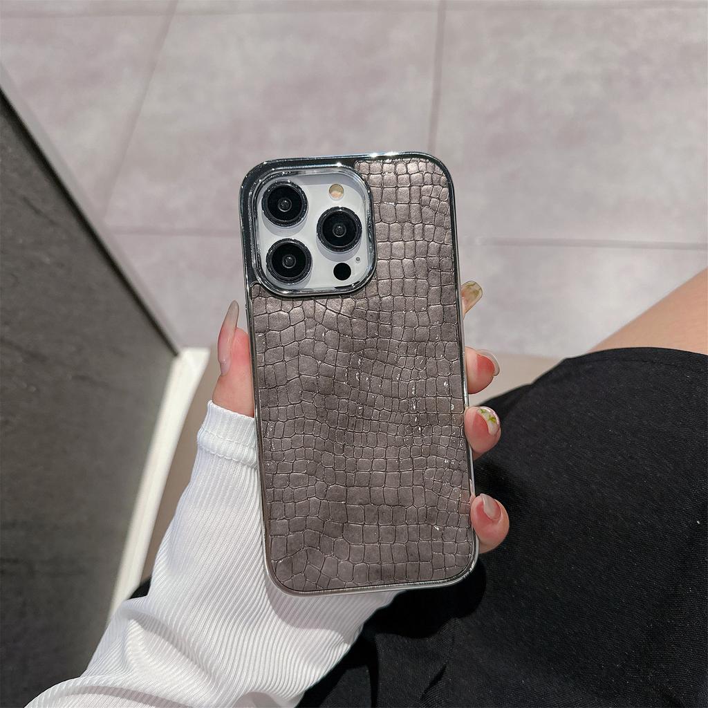 Krokodillenpatroon voor IPhone 17 Mobiele Telefoonhoes met High-end Gevoel voor IPhone 14pro Gegalvaniseerde Shell Lederen Patroon Anti-val Beschermhoes