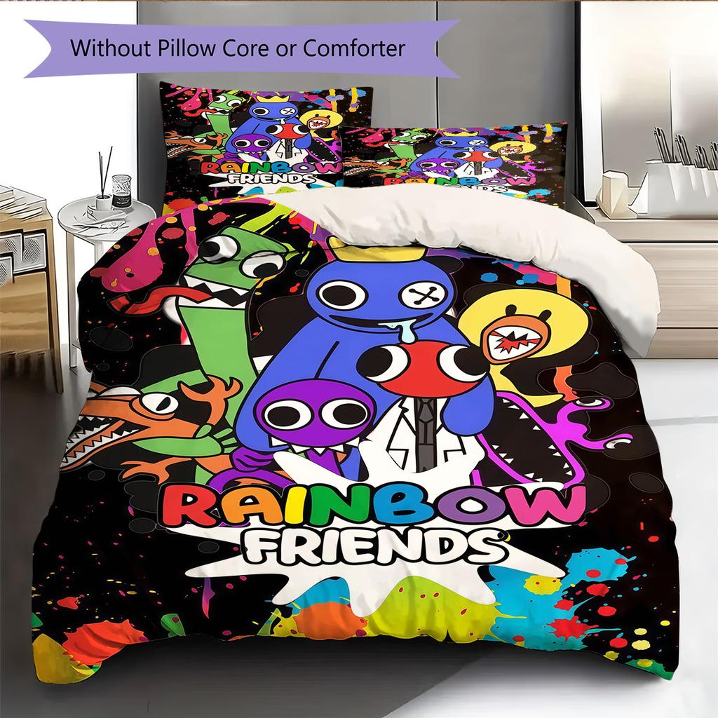 Rainbow Friends Glory Bedding Quilt Set Quilt Cover Pillowcase Home Decoration Birthday Gift (1 * Duvet Cover + 2 * Pillowcase, Without Core)