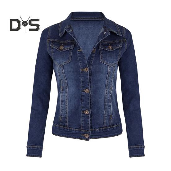 

Женская джинсовая куртка в стиле ретро, однобортная, облегающая, с отложным воротником, длинными рукавами, однотонными карманами с клапанами, женская куртка для поездок на работу и шопинга XL темно-синий