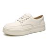 New leather men's white lace-up sneakers fashionable versatile casual durable heightening platform shoes