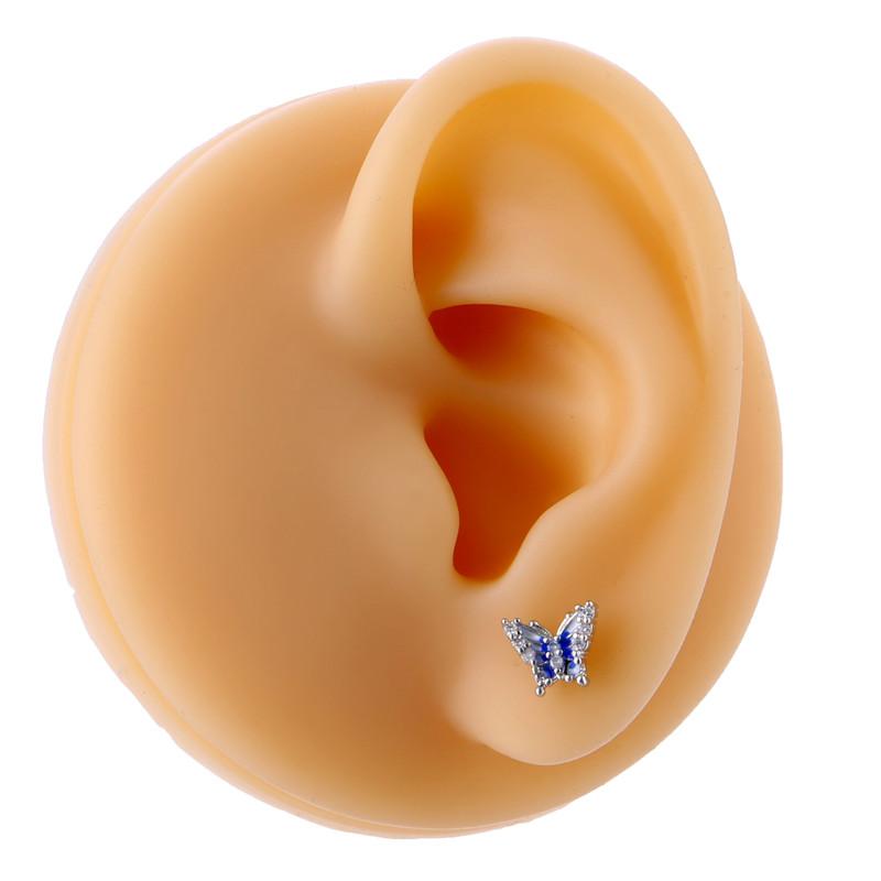 Light Luxury Zircon Heart Eyes Screw Earrings Stainless Steel Small Barbell Style Stud Ear Jewelry Party Gifts For Women Girls