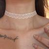 Neue Mode Unifarbene Spitze Blume Band Choker Halsband Schwarz Weiß Halskette Vintage Y2K Choker Kette Halsketten Party Schmuck
