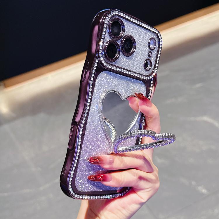 Star‑Diamond Electroplated Glitter TPU Phone Case Rhinestone‑Decorated Mirror‑Kickstand Anti‑Drop Protective Shell For iPhone