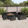 Garden Sofa Set with Cushions and Storage 13 pcs Black