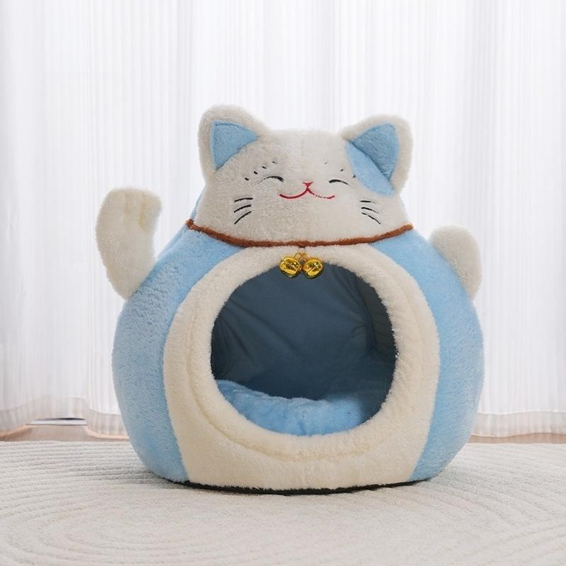 Cat Bed for Indoor Cats - Maneki Neko Cat Cave Bed,Super Soft Calming Pet Bed for Kitten&Puppy,Small Dog,Warm Plush,cat Hideaway
