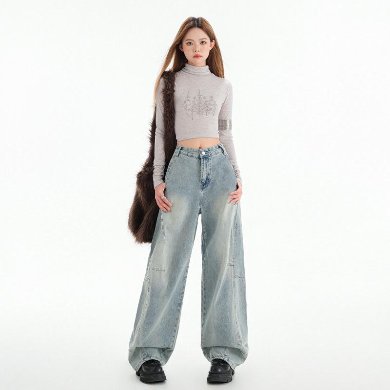 Jeans Larghi da Donna per la Primavera Design Primaverile da Donna Pantaloni Banana Falce Slim Pantaloni Larghi Primavera da Donna